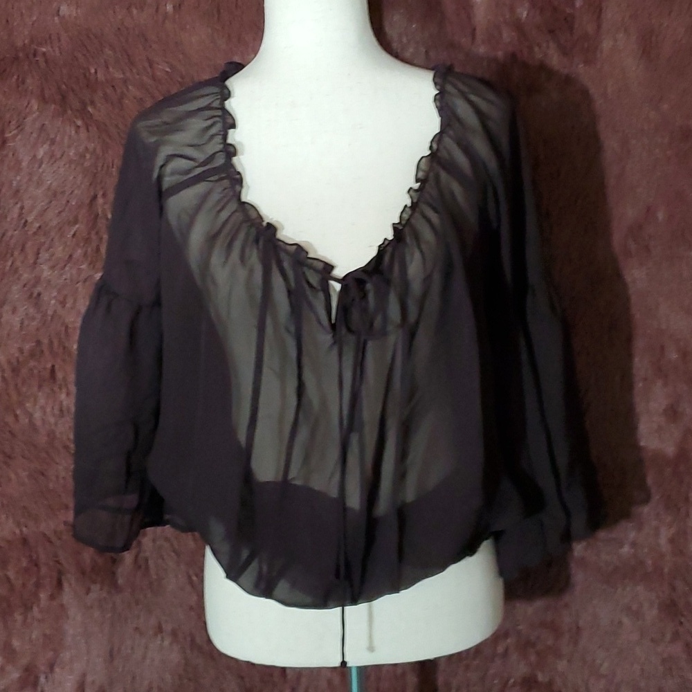 Charlotte Russe Sheer Oversized Drop Shoulder Blouse